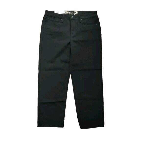NWT Seven 7 Cropped Jeans Women's Size 8 Tower Straight High Waist Black Pants - Picture 1 of 8